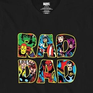 Marvel Comics New Mens Size S Rad‎ Dad Black Short Sleeve Shirt Fathers Day Gift